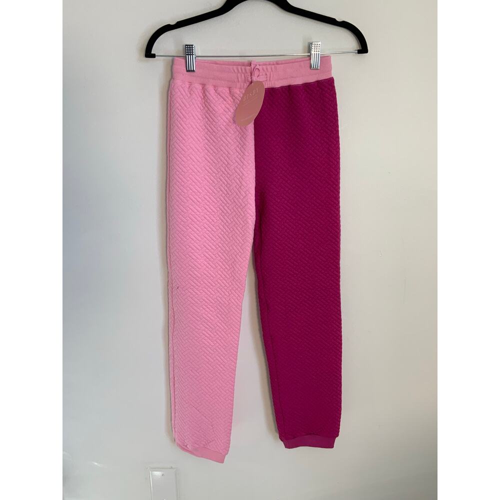 Bisby Color‎ Block Jogger in a Pink & Cranberry Quilted Trellis NWT size 8